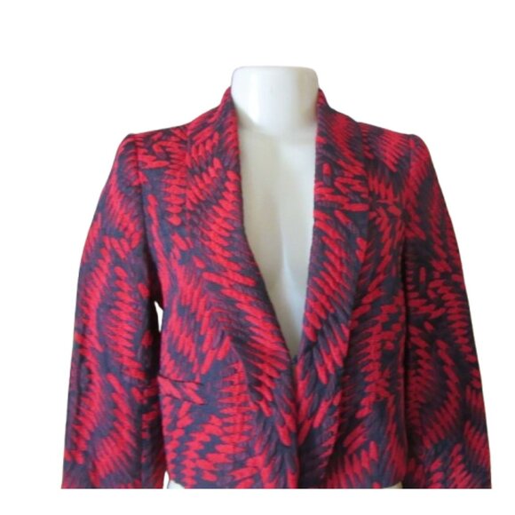 Alice and Olivia Joella Red/Black Short Blazer Jacket SZ M - Picture 2 of 8